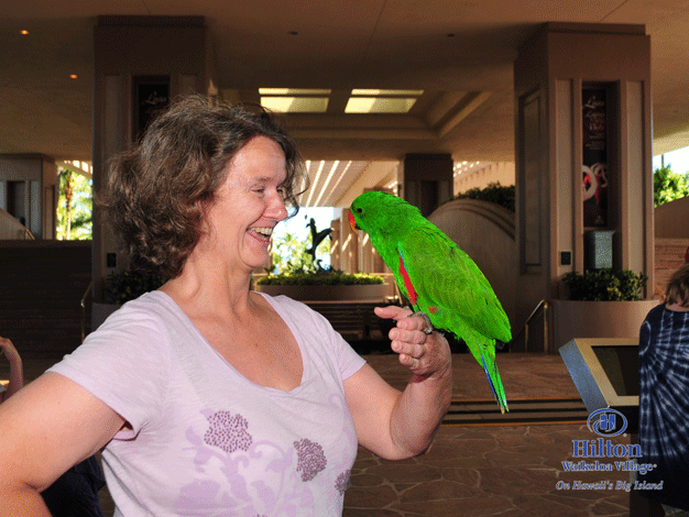 Sue with parrot